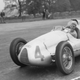 October 1938: Tazio Nuvolari of Italy driving an Auto Union car in the International Grand Prix at Donington.
